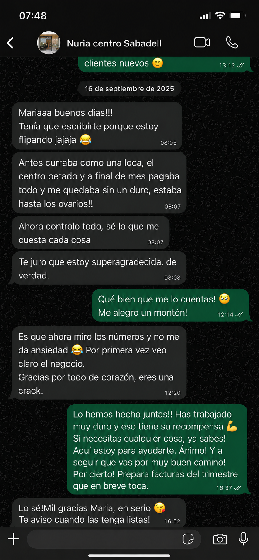 Testimonio de Nuria, centro en Sabadell
